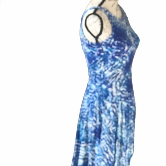 Cynthia Rowley Blue White Print Dress Small Flare - Picture 4 of 14